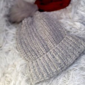New Cozy Jules Kae Chenille Gray Pom Pom Beanie Recycled Materials